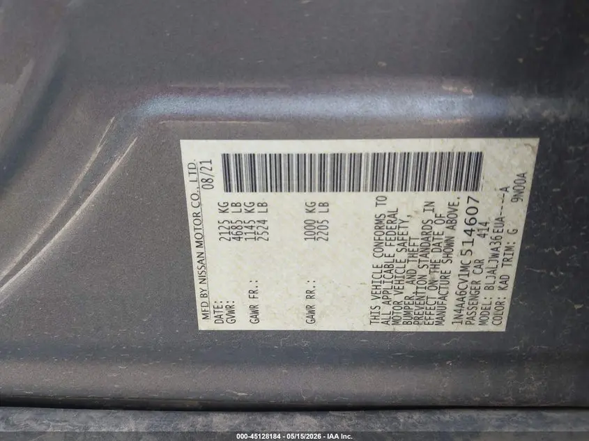 2021 NISSAN MAXIMA SV XTRONIC CVT