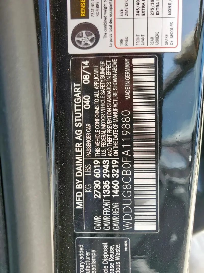 2015 MERCEDES-BENZ S 550  