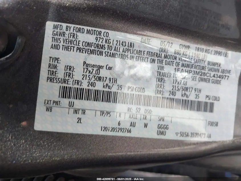 2012 FORD FOCUS SEL