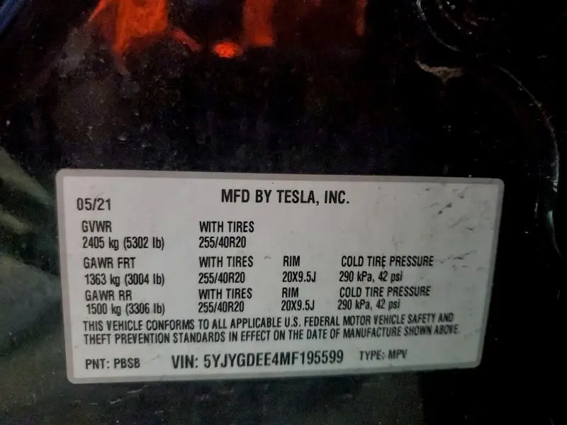 2021 TESLA MODEL Y   