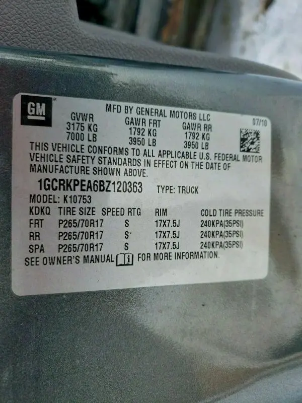 2011 CHEVROLET SILVERADO K1500  