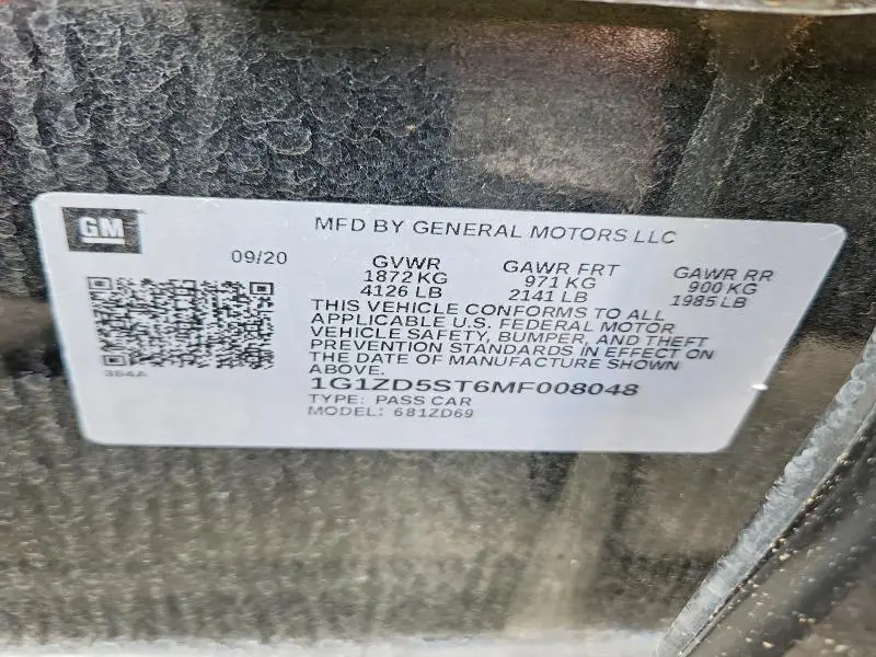 2021 CHEVROLET MALIBU LT  
