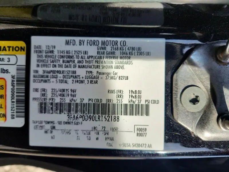 2020 FORD FUSION TITANIUM  