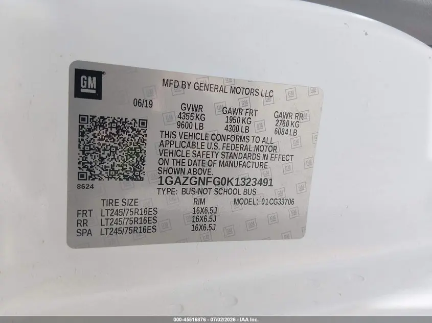 2019 CHEVROLET EXPRESS 3500 LS