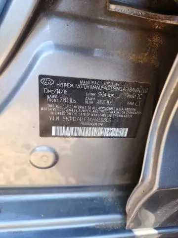 2019 HYUNDAI ELANTRA SE  