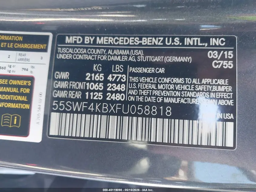 2015 MERCEDES-BENZ C 300 4MATIC