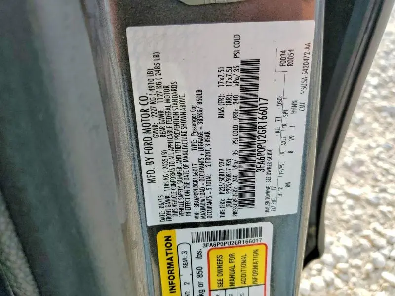 2016 FORD FUSION SE PHEV  