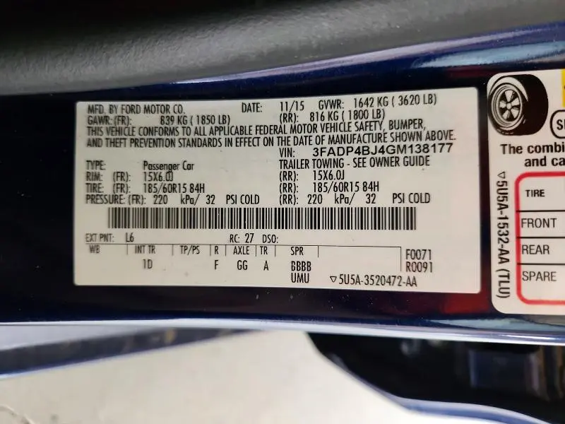 2016 FORD FIESTA SE  