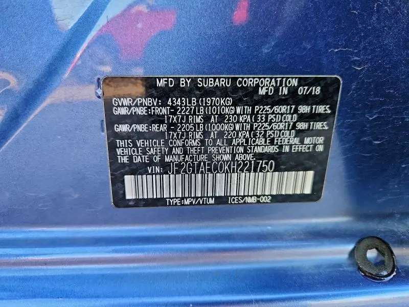 2019 SUBARU CROSSTREK PREMIUM  