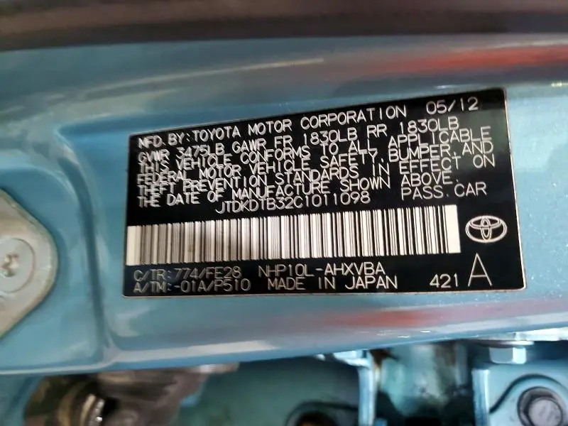 2012 TOYOTA PRIUS C ONE  