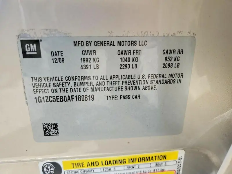 2010 CHEVROLET MALIBU 1LT  