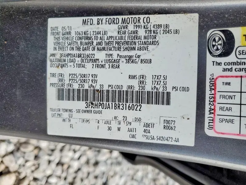 2011 FORD FUSION SEL  