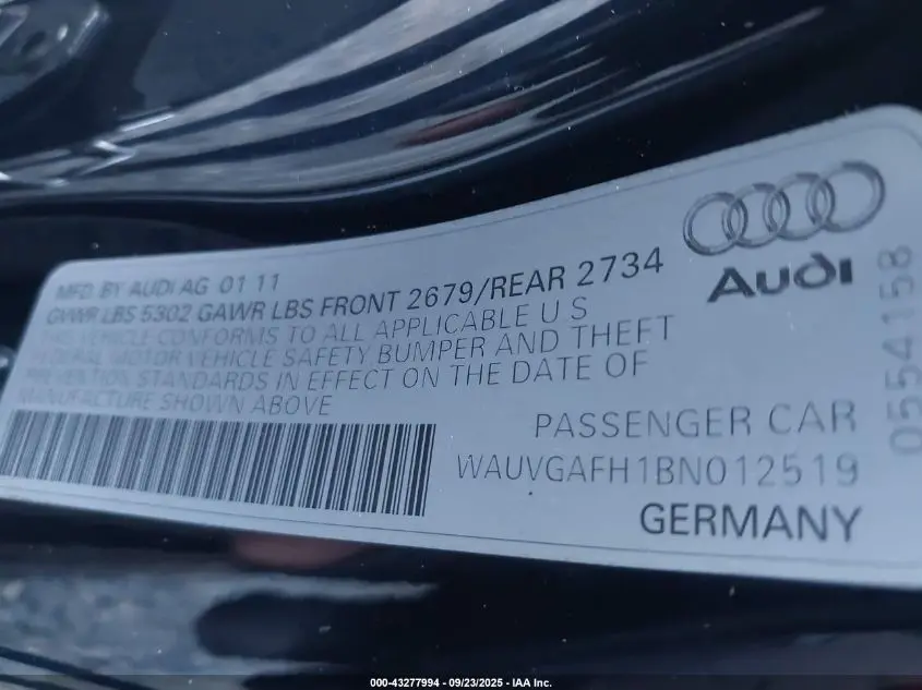 2011 AUDI S5 PRESTIGE