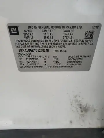 2012 CHEVROLET EQUINOX LS