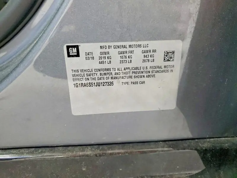 2018 CHEVROLET VOLT LT  