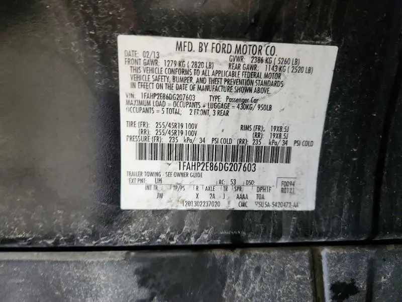 2013 FORD TAURUS SEL  