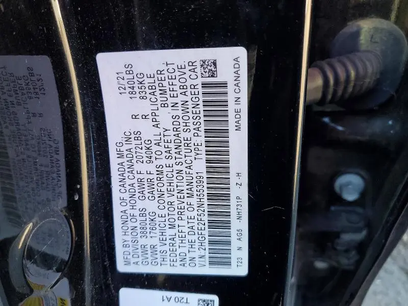 2022 HONDA CIVIC SPORT  