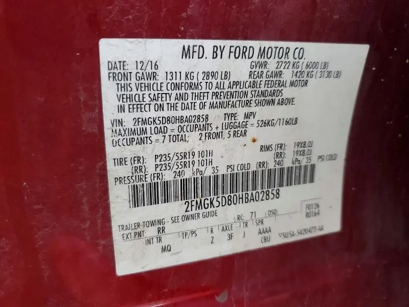 2017 FORD FLEX LIMITED  