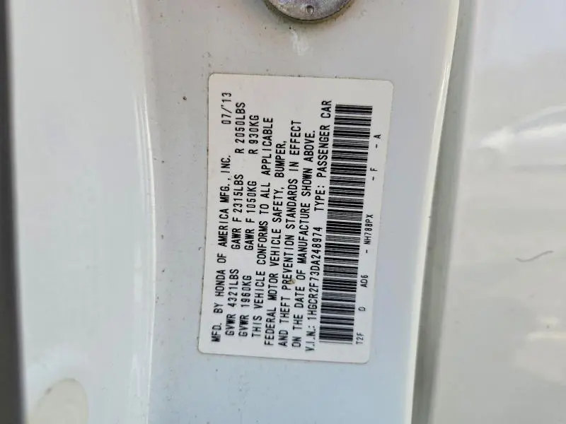 2013 HONDA ACCORD EX  