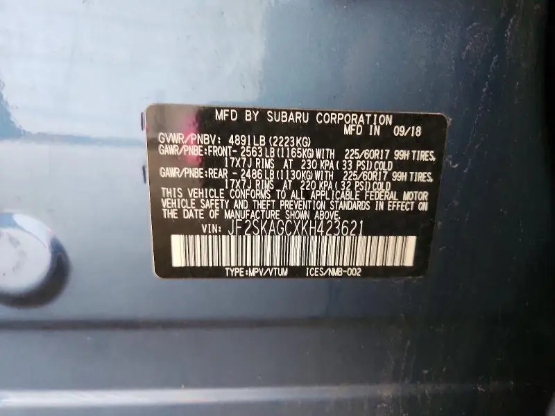 2019 SUBARU FORESTER PREMIUM  