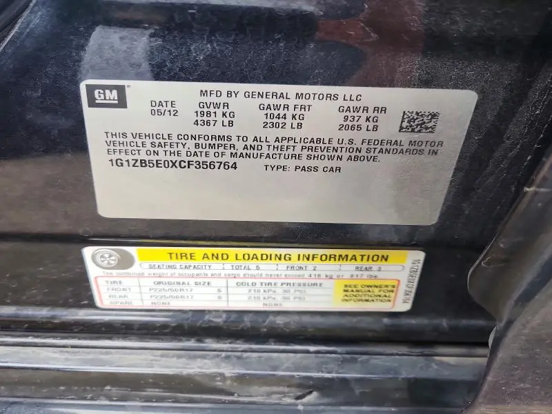 2012 CHEVROLET MALIBU LS  