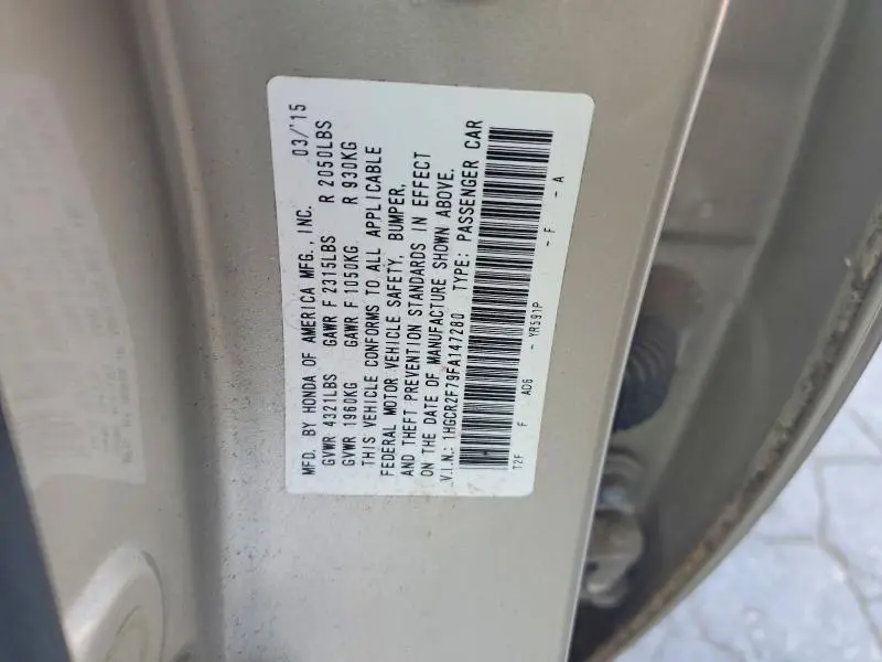 2015 HONDA ACCORD EX  