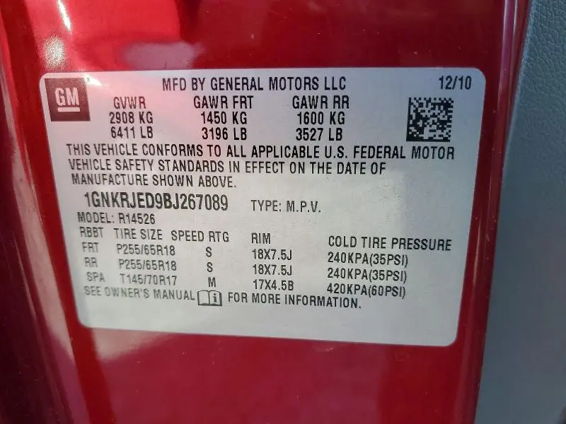 2011 CHEVROLET TRAVERSE LT  