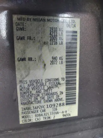 2015 NISSAN ALTIMA 2.5