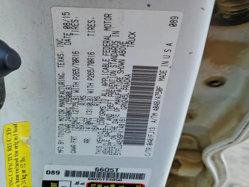 2015 TOYOTA TACOMA DOUBLE CAB  