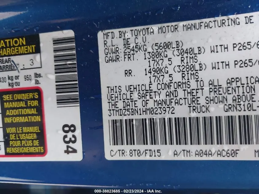 2017 TOYOTA TACOMA TRD SPORT