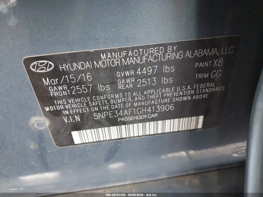 2016 HYUNDAI SONATA SPORT