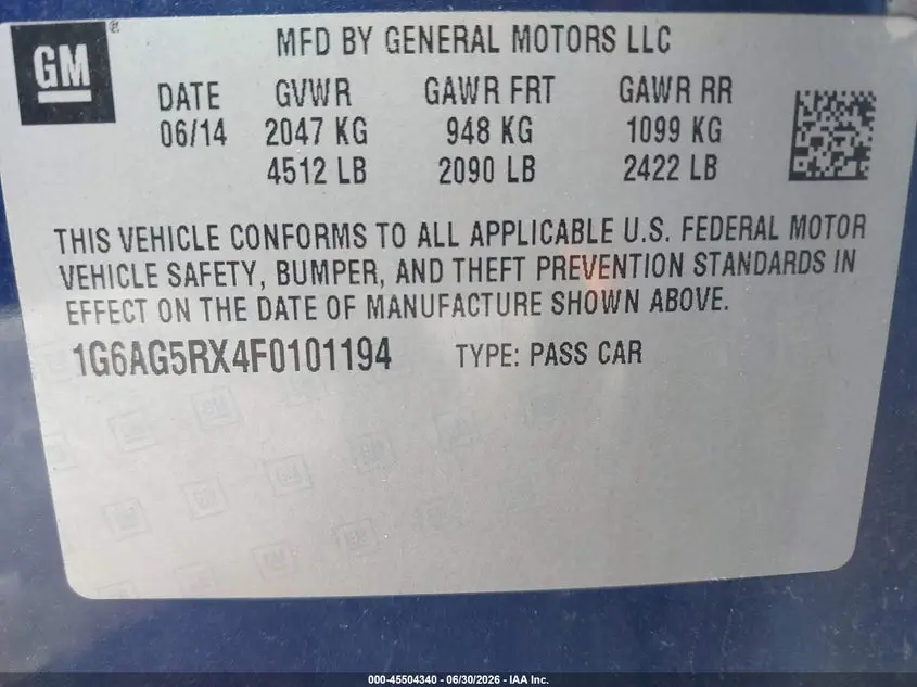 2015 CADILLAC ATS STANDARD