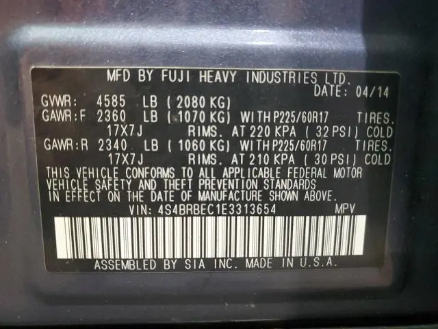 2014 SUBARU OUTBACK 2.5I PREMIUM  