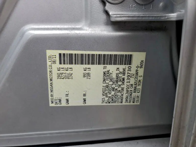 2012 NISSAN ALTIMA BASE  