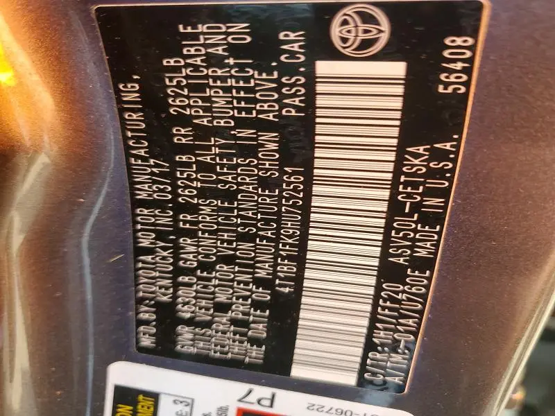 2017 TOYOTA CAMRY SE  