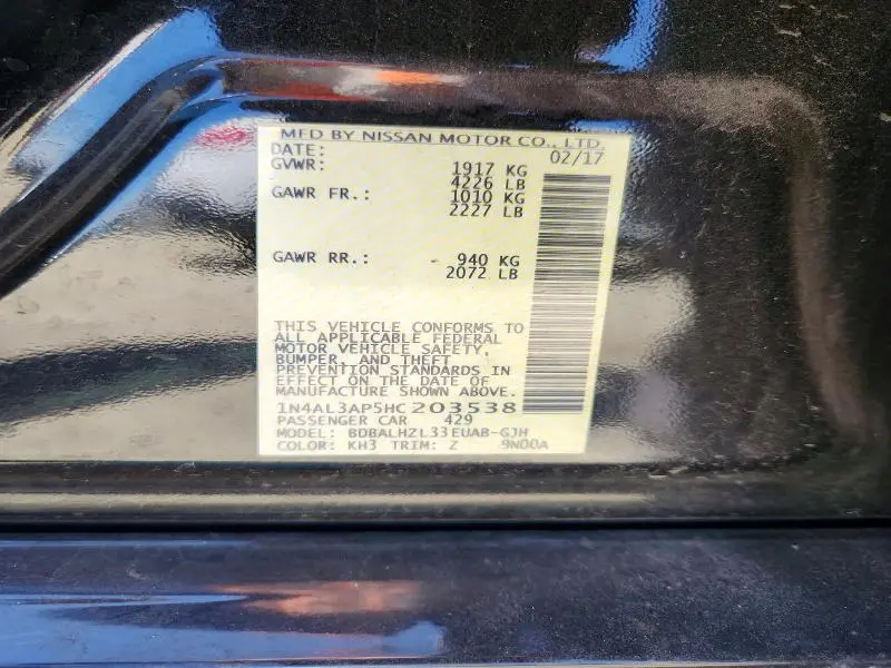 2017 NISSAN ALTIMA 2.5 SR  