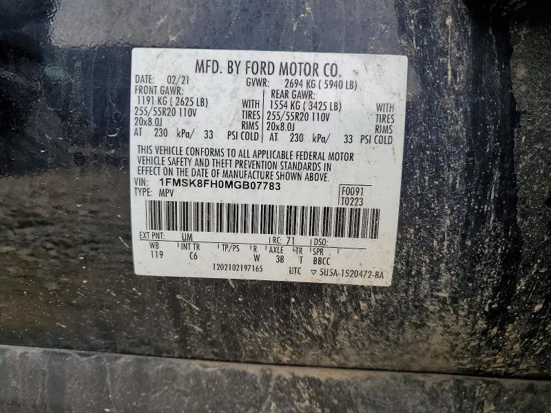 2021 FORD EXPLORER LIMITED  