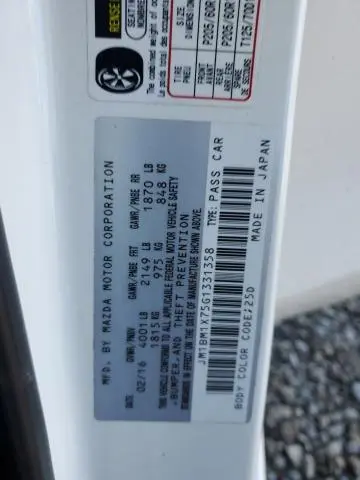 2016 MAZDA 3 GRAND TOURING  