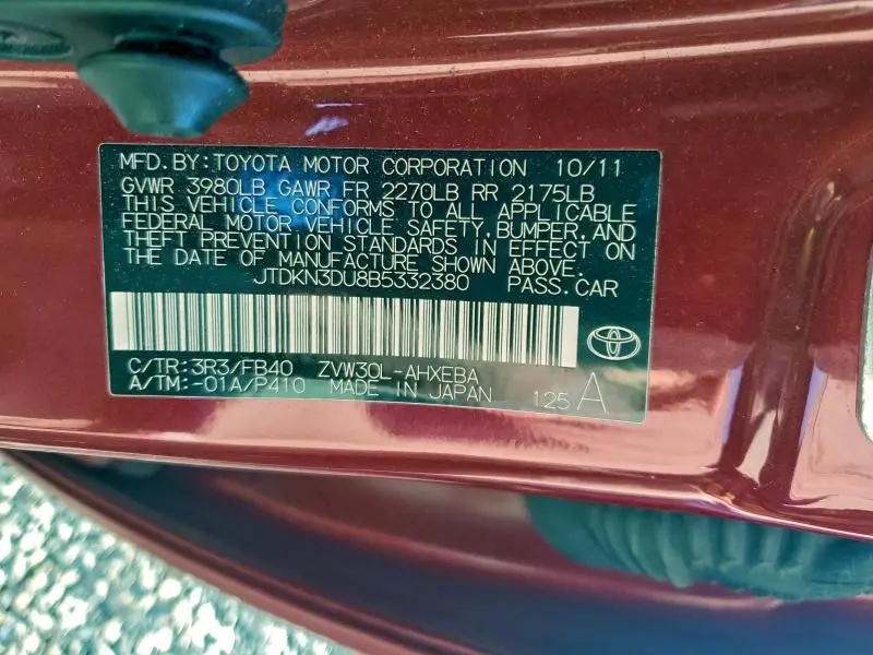 2011 TOYOTA PRIUS TWO  