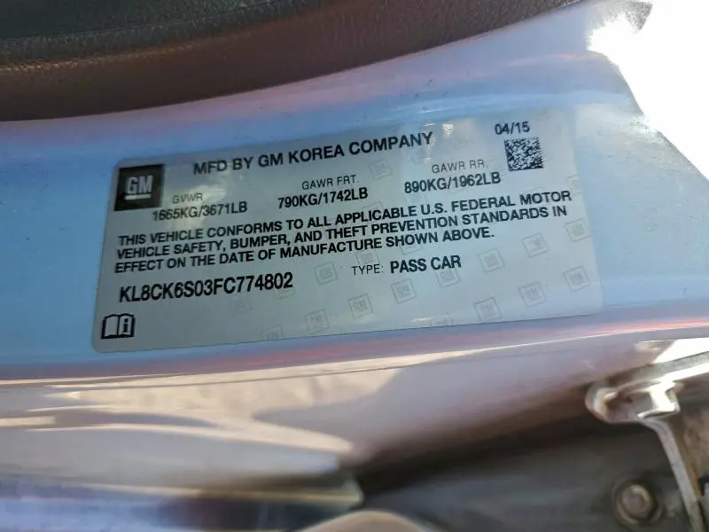 2015 CHEVROLET SPARK EV 1LT  