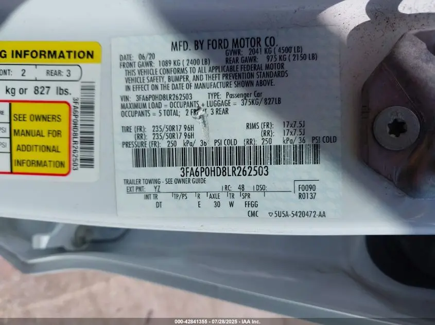2020 FORD FUSION SE