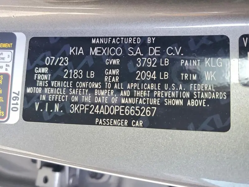 2023 KIA FORTE LXS  