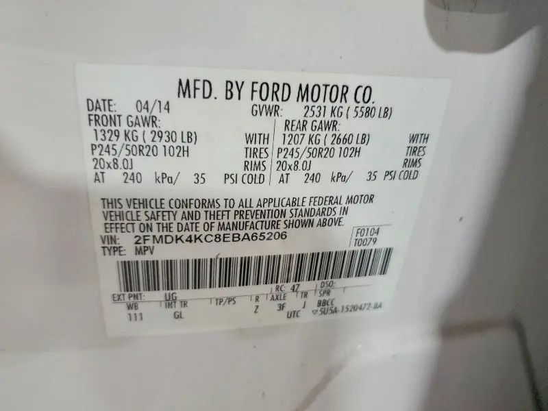 2014 FORD EDGE LIMITED  