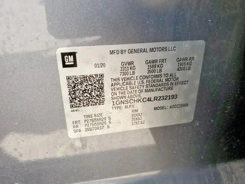 2020 CHEVROLET SUBURBAN C1500 LT  