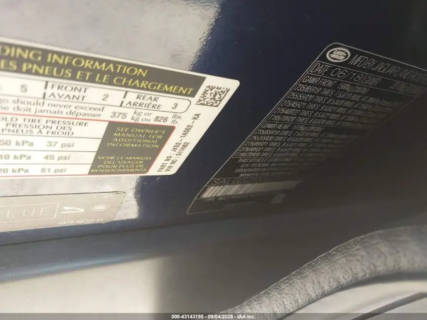 2018 LAND ROVER RANGE ROVER 3.0L V6 SUPERCHARGED HSE