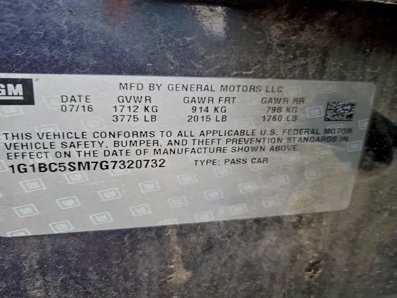 2016 CHEVROLET CRUZE LS  