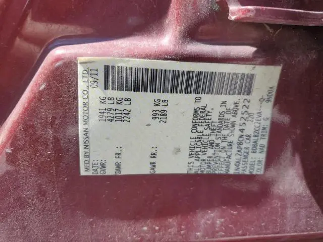 2012 NISSAN ALTIMA BASE  