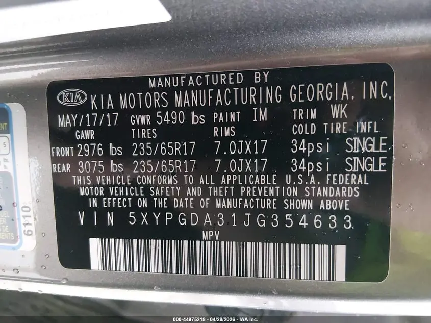 2018 KIA SORENTO 2.4L LX