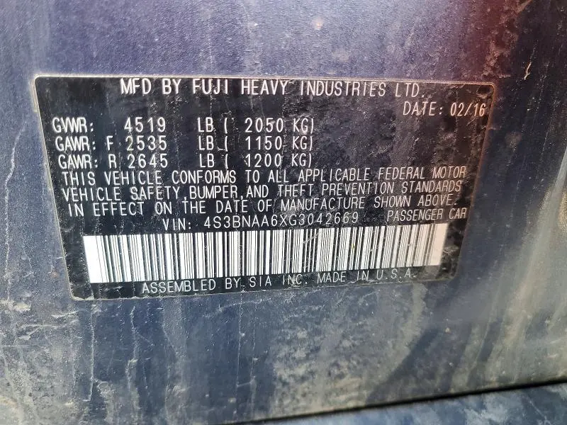 2016 SUBARU LEGACY 2.5I  