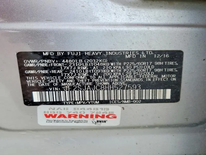 2017 SUBARU FORESTER 2.5I LIMITED  
